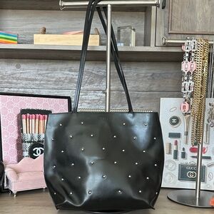 Furla Black Studded Tote Bag